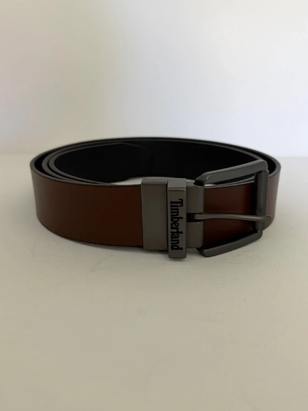 Timberland Men’s Reversible Black Brown Belt Gunmetal Buckle NWOT
